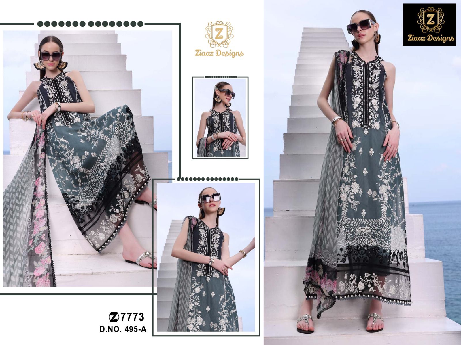 Zaha Designs 495 A And B Georgette Pakistani Suit