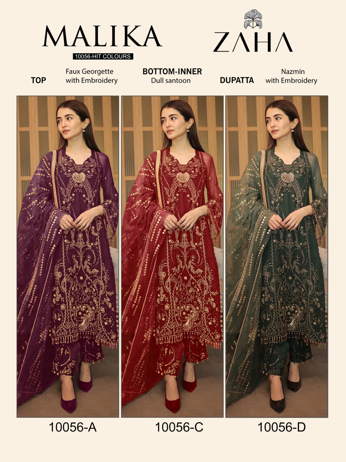 Malika 10056 Colour By Zaha Pakistani Suit