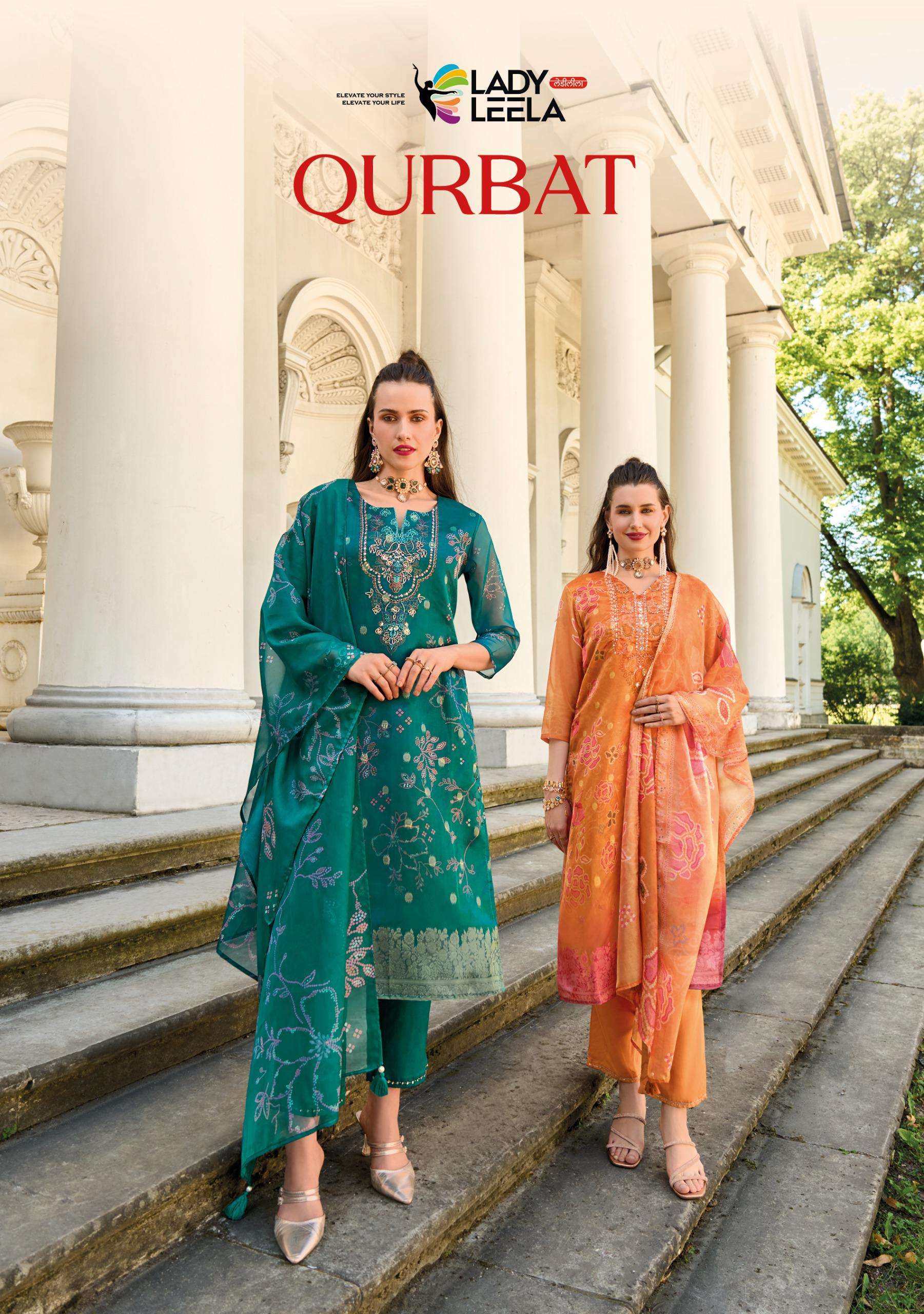 QUEBAT BY LADY LEELA FANCY KURTI BOTTOM DUPATTA  