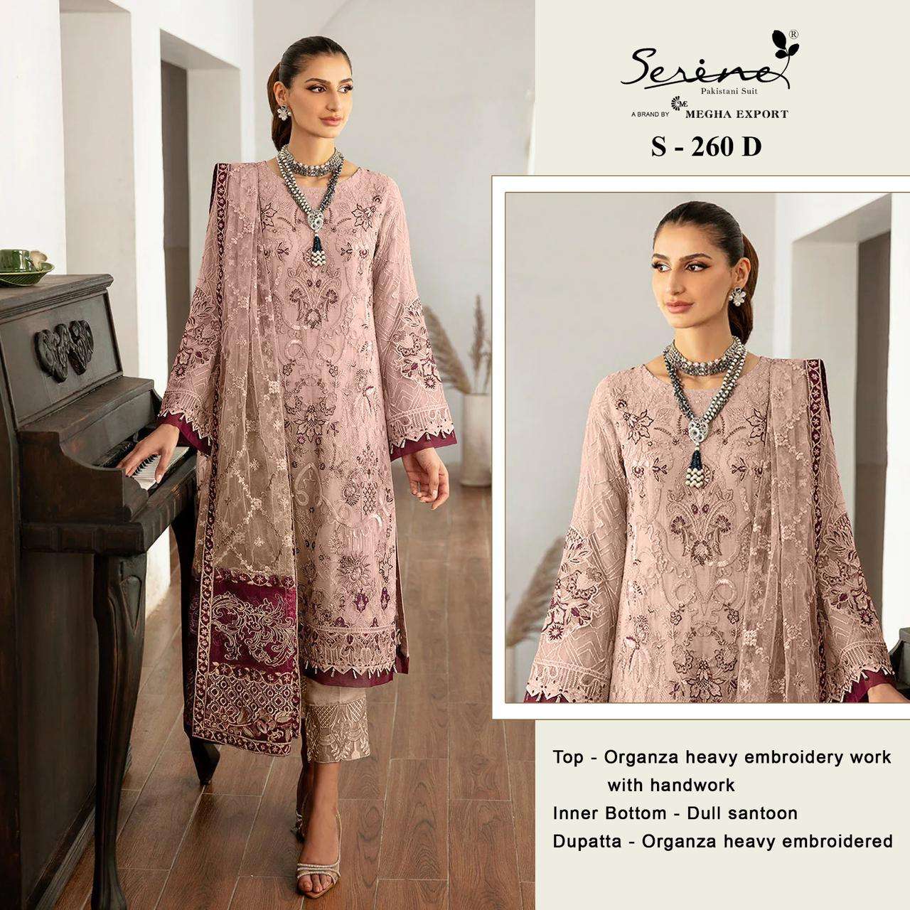 S 260 BY SERINE ORGANZA PAKISTANI SUITS 